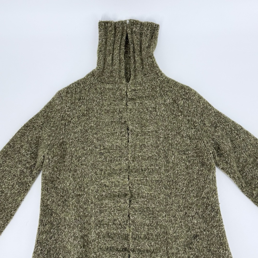 Vintage Express Merino Wool Blend Duster Cardigan Sweater S Olive Marled Knit - Picture 12 of 14